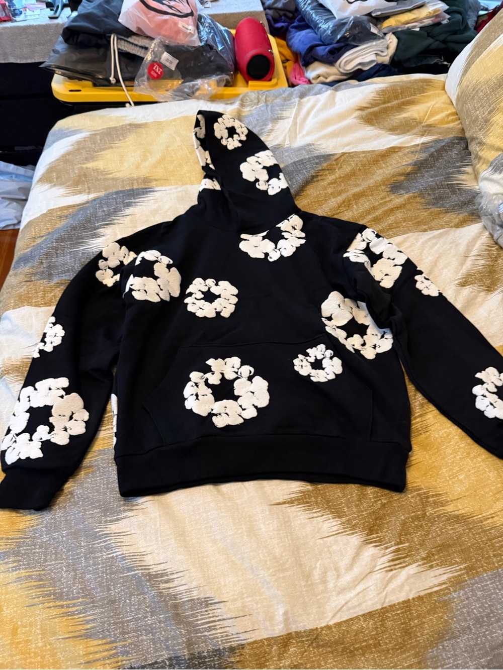 Denim Tears Cotton Wreath Black Men’s Fleece Hoodie size M